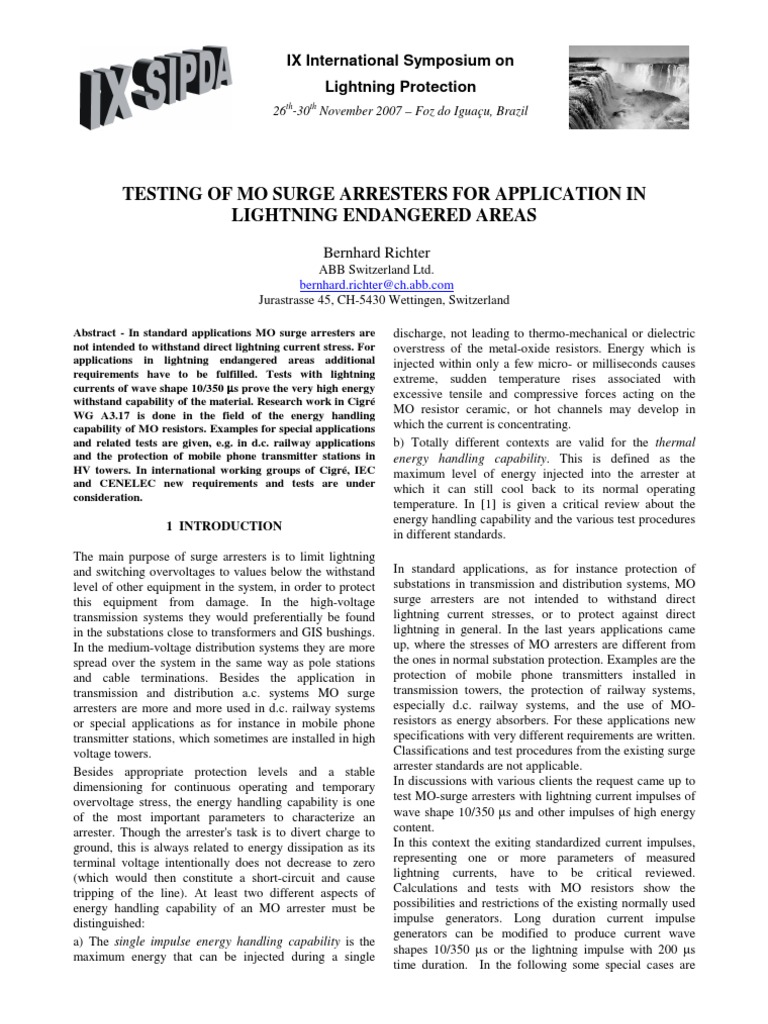 Surge Arresters for Lightning Areas | PDF | Resistor | Insulator ...