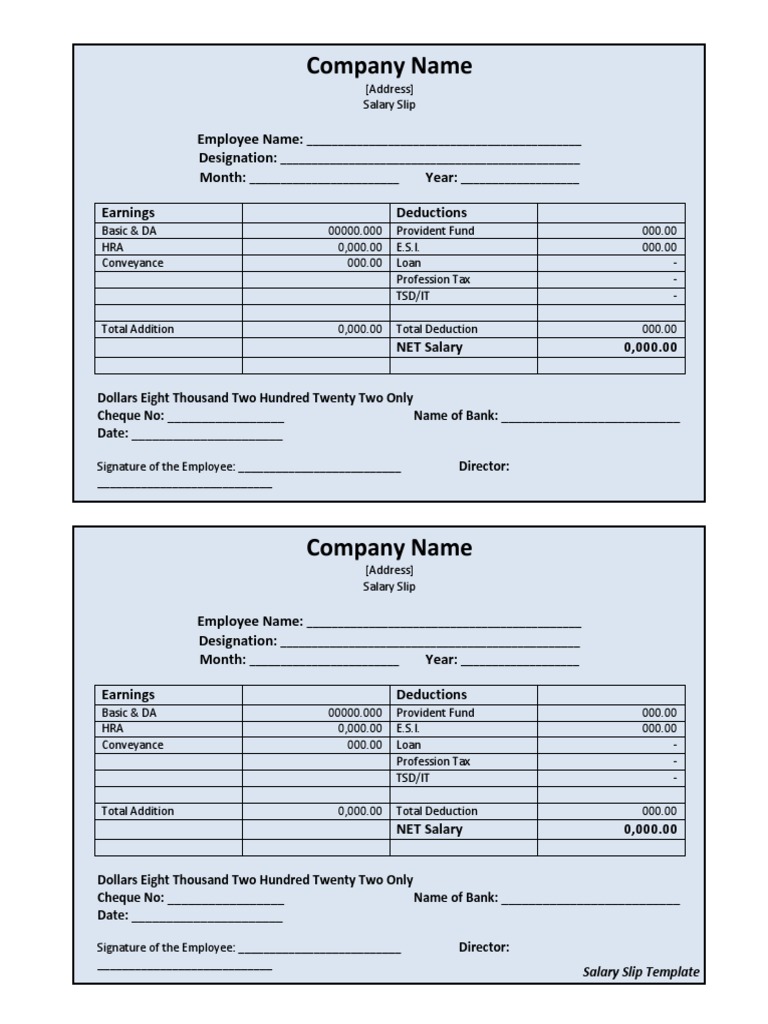 Employee Salary Slip Format Pdf Contract Salary Slip Format A Salary