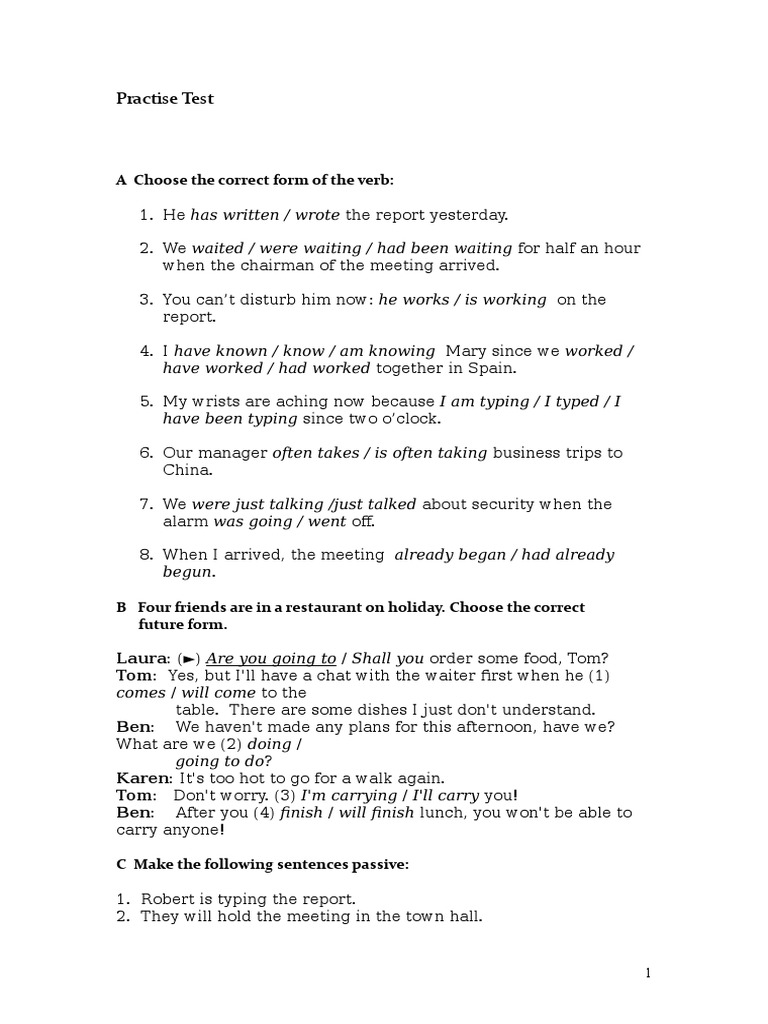 English Grammar Practice Test | PDF | Onomastics | Syntax