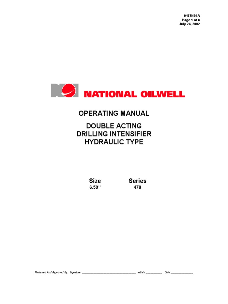 05 Nov Double Acting Drilling Hydraulic Intensifier Series 478