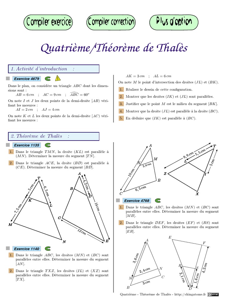 Exercice Théorème De Thalès 4ème à Imprimer