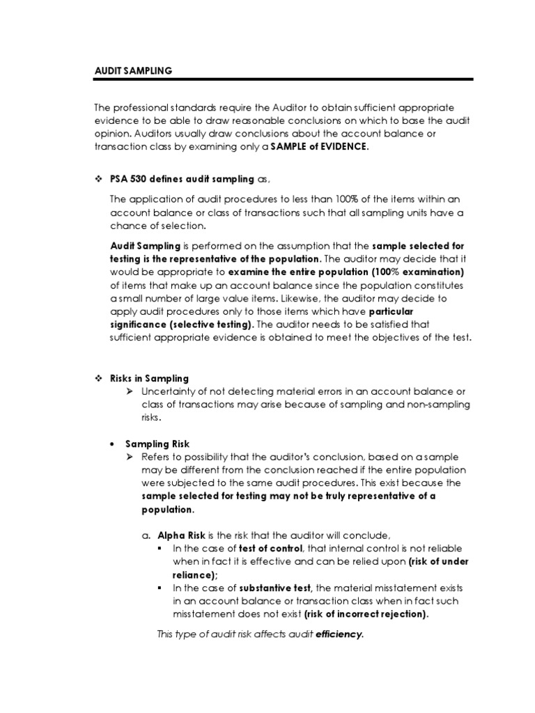 Audit Sampling  PDF  Audit  Sample Size Determination