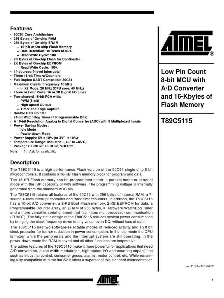 8051 Datasheet | PDF | Microcontroller | Field Effect Transistor