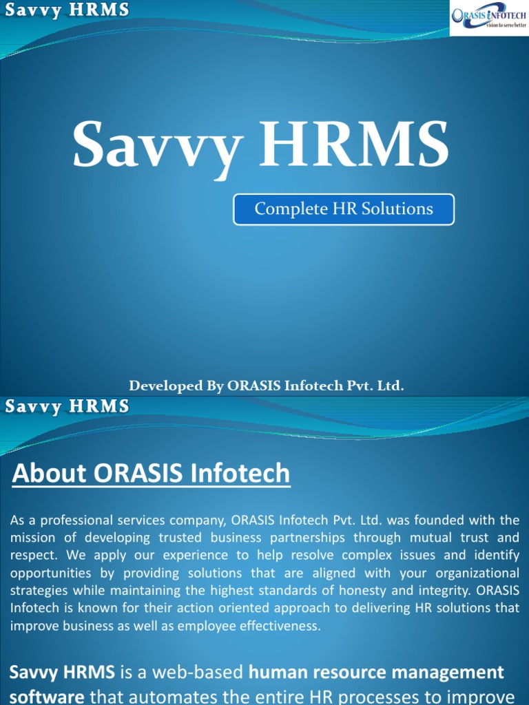 Savvy HRMS: Comprehensive HR Software | PDF | Human Resource Management ...