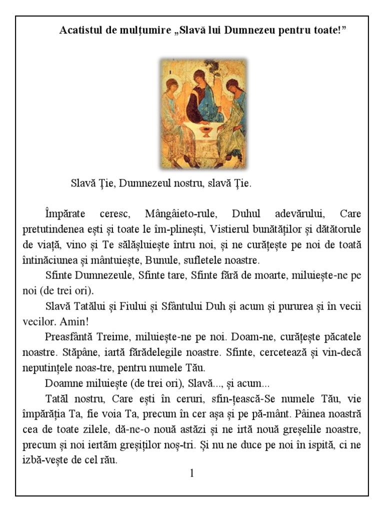 Acatistul De Multumire Marian Moise Acatistul de Mulţumire Slavă Lui Dumnezeu Pentru Toate!" | PDF