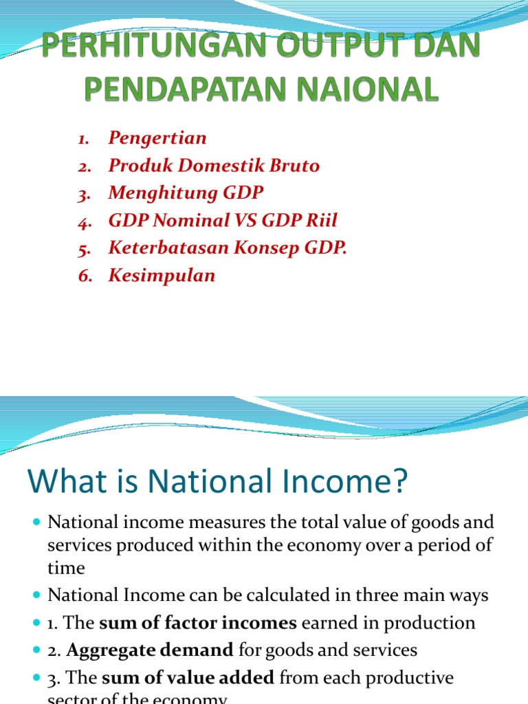 Perhitungan Output Dan Pendapatan Naional