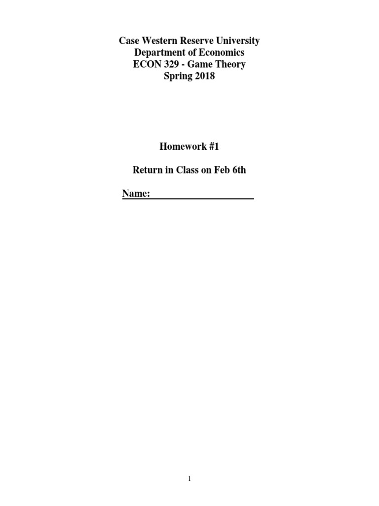 GT Homework 1 | PDF | Game Theory | Economic Theories