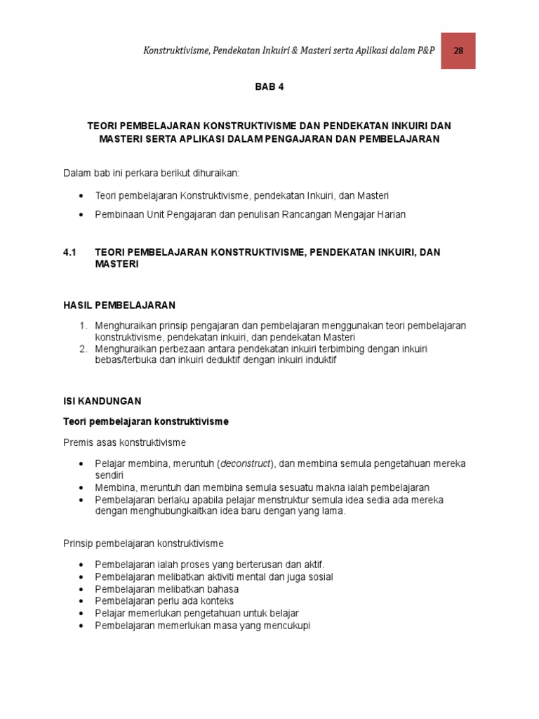 Bab 4 Konstruktivisme Inkuiri Masteri Pdf