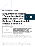 El Quinteto Mexicano “Ensamble Anáhuac” Participa en El 3er. Festival Cultural Internacional de Música Sinfónica