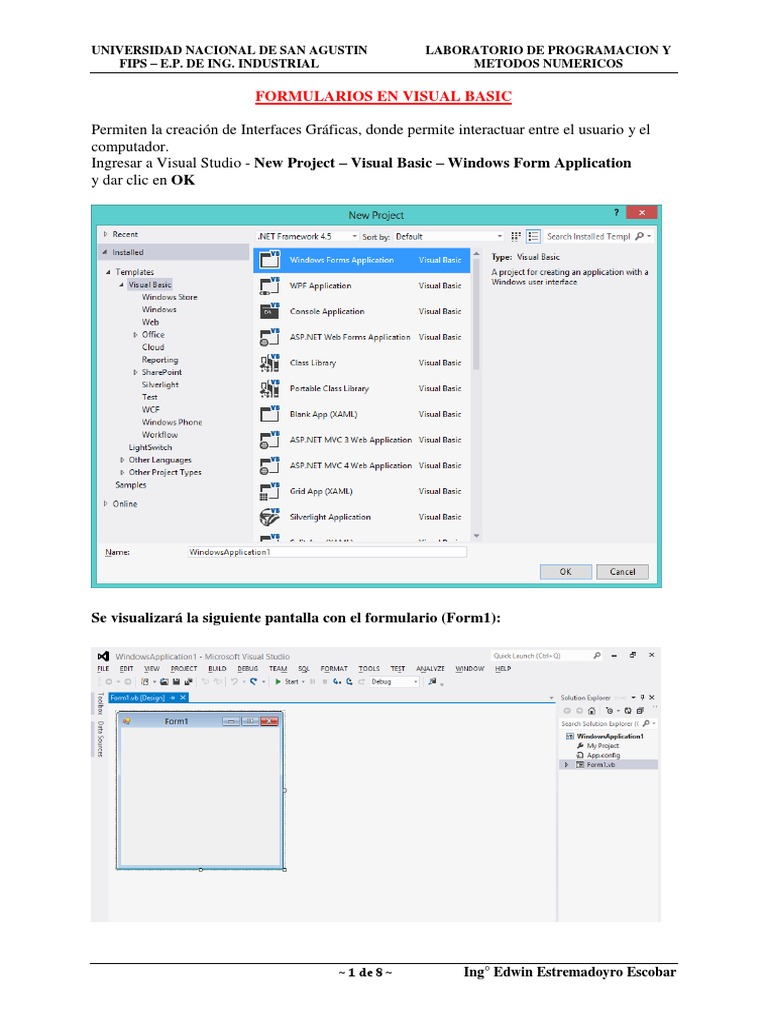 Creación de Formularios en Visual Basic | PDF | Interfaces gráficas de ...