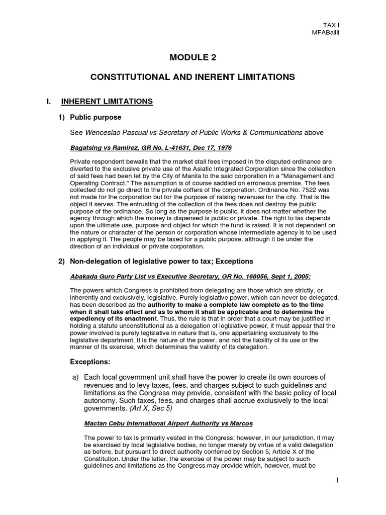 Taxation: Constitutional Limitations Explained | PDF | Local Government ...