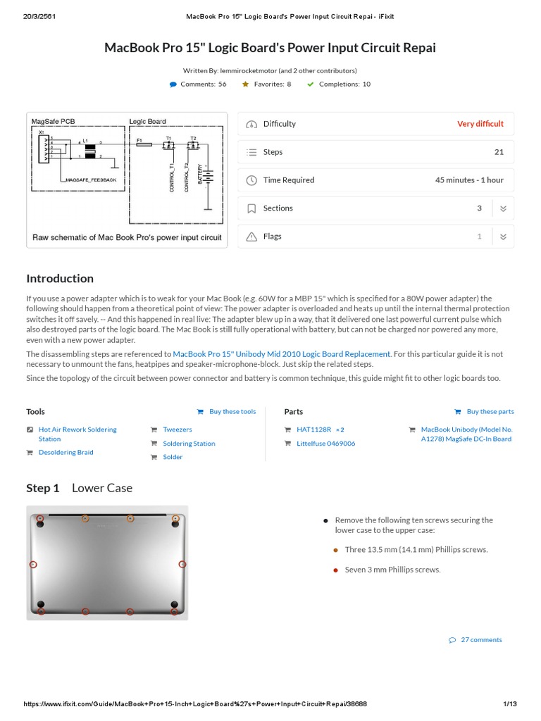 MacBook Pro 15 - Logic Board's Power Input Circuit Repai - Ifixit PDF
