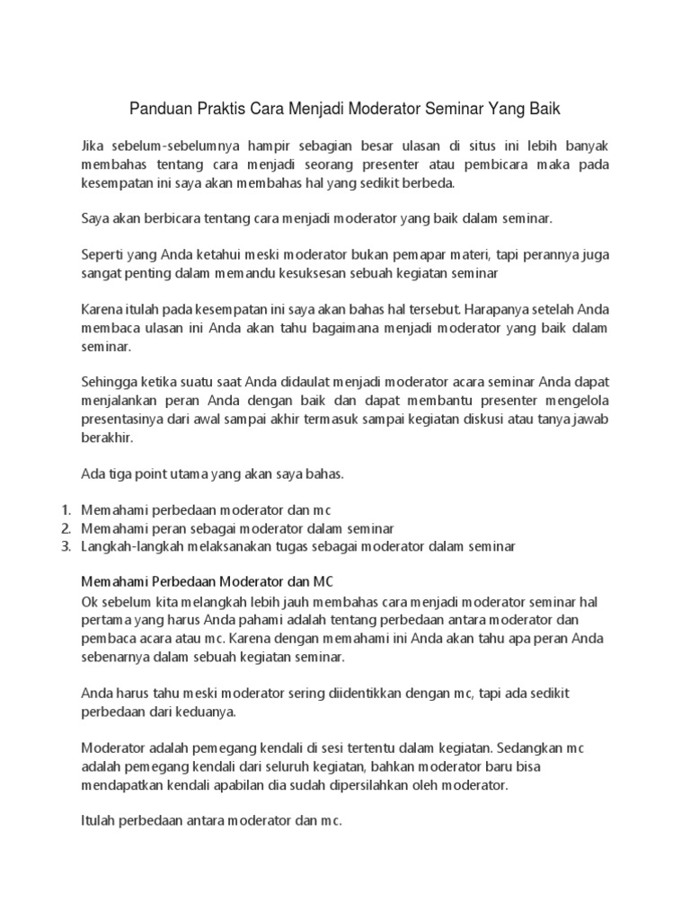 Cara Menjadi Mc Seminar Terbaik Kumpulan Contoh Teks Mc