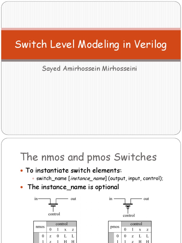 Switch Level Modeling in Ver I Log PDF Cmos Hardware Description