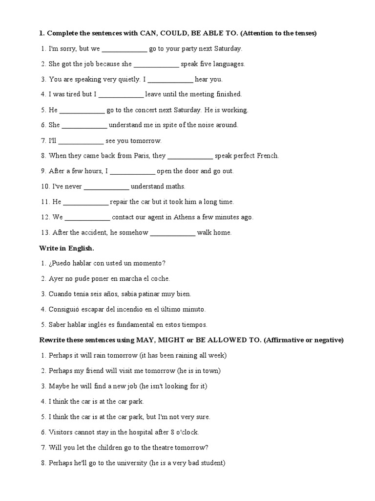 Modal verbs exercises for kids