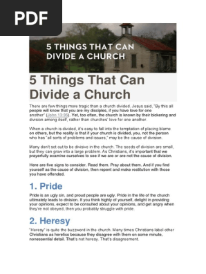 5 Things That Can Divide A Church Heresy Christian Church - 