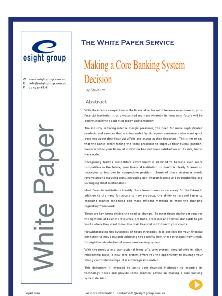 Making A Core Banking System Decision | PDF | Cost–Benefit Analysis ...