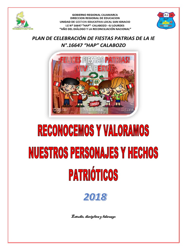 Plan de Fiestas Patrias PERU. PDF Educación Secundaria Maestros
