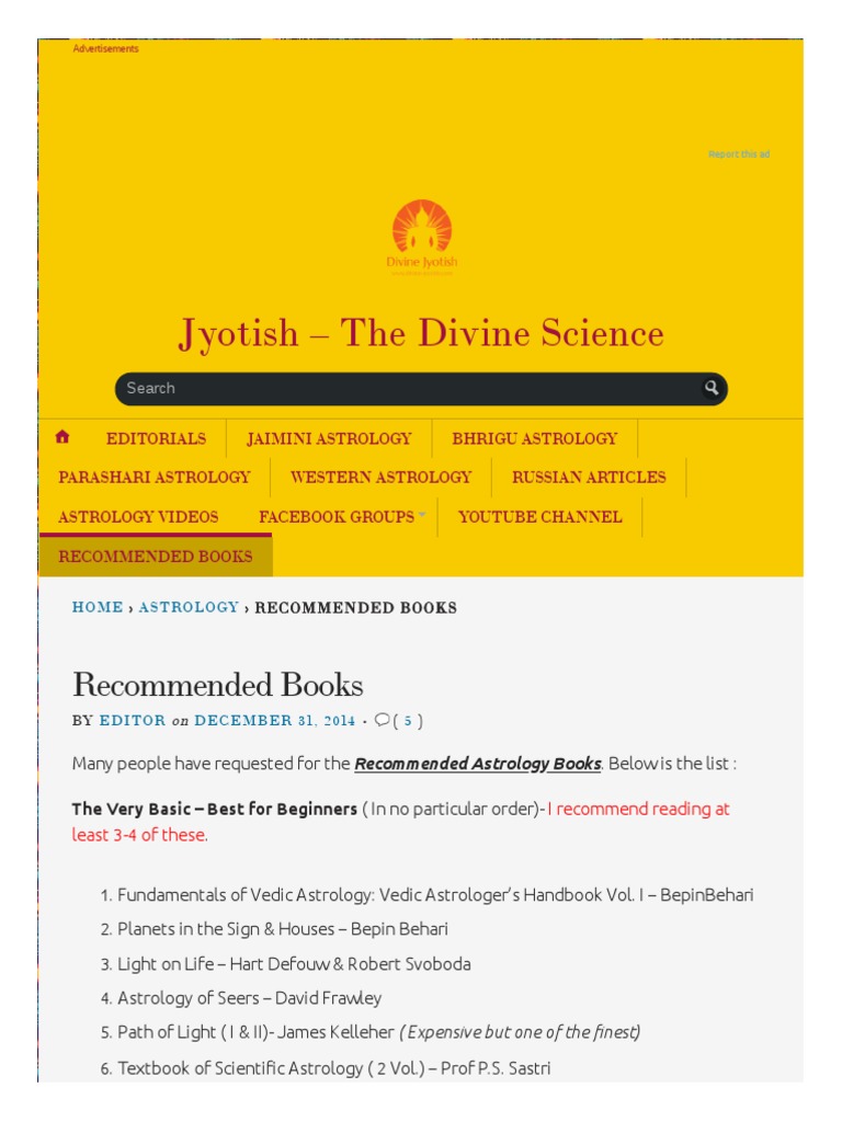 Divine Jyotish Com 2014-12-31 Recommended Books | Astrology | Hindu  Astrology