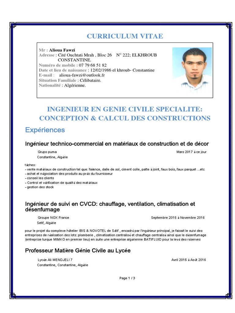 Ingenieur E En Genie Civil A 100