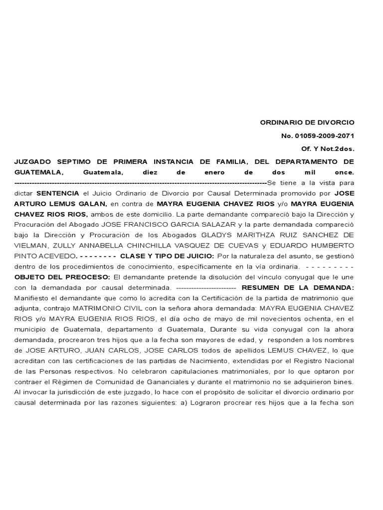 30.-Sentencia | Divorcio | Evidencia (ley)
