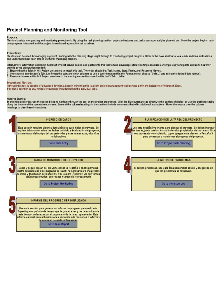 Project Planning and Monitoring Tool | PDF | Microsoft Excel | Computing
