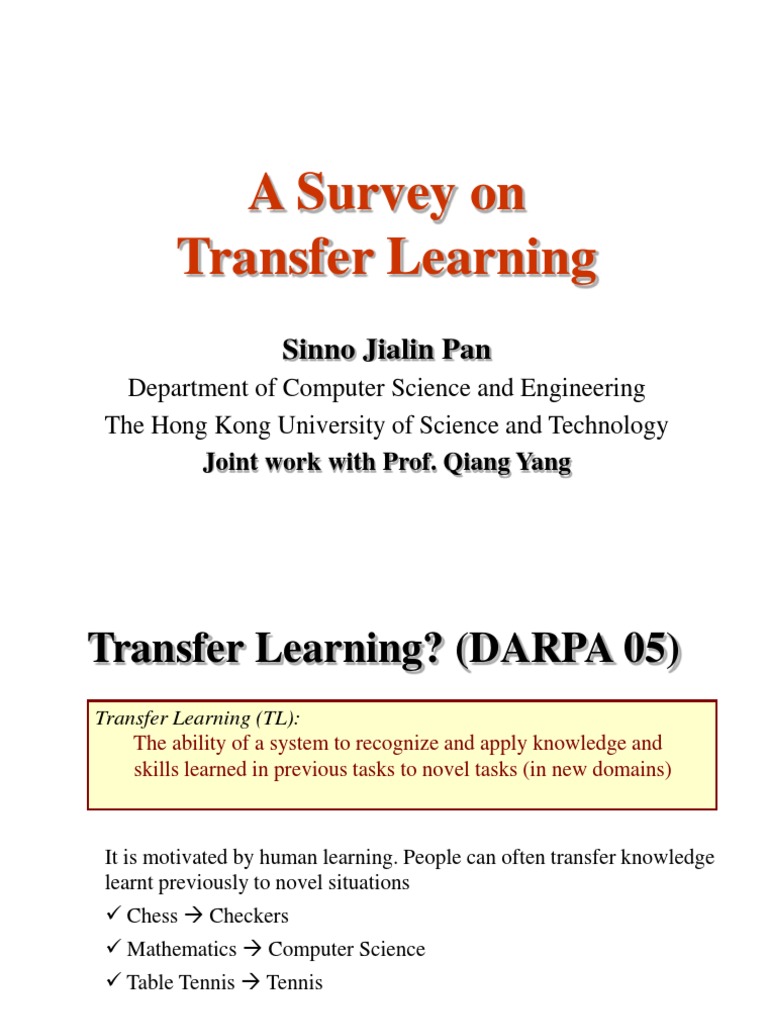 Survey of Transfer Learning Techniques | PDF | Machine Learning ...