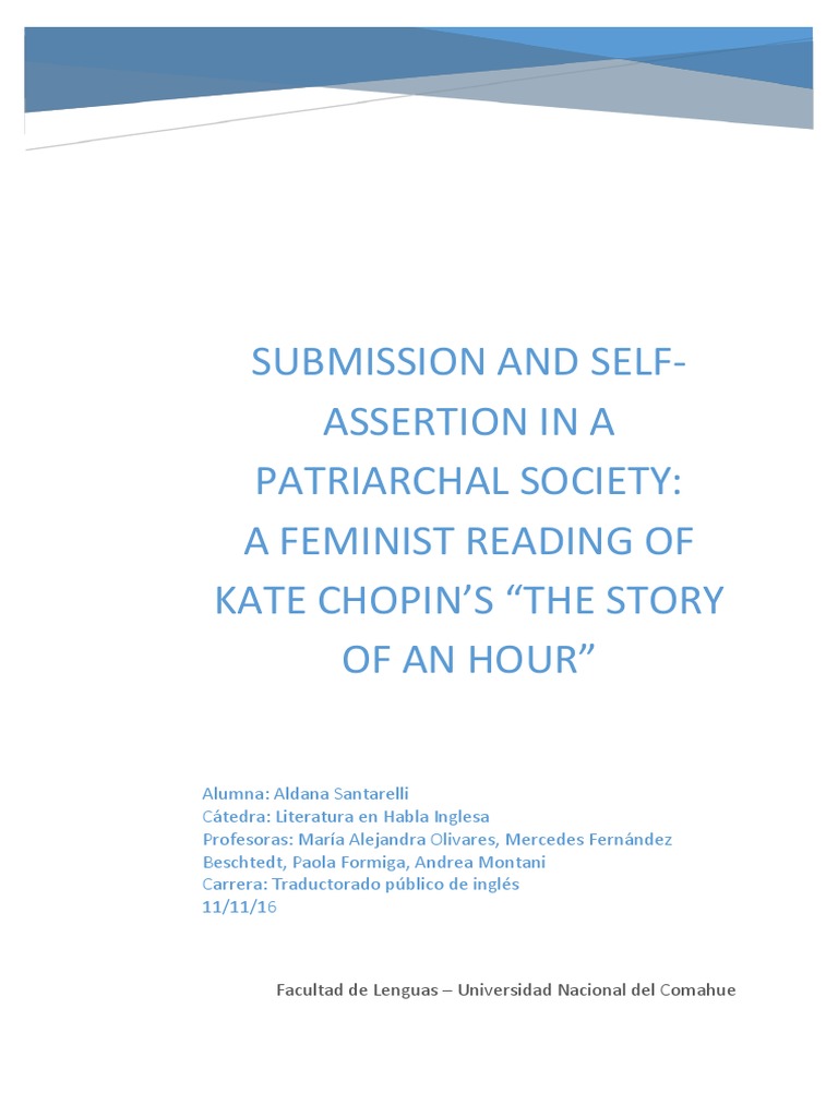 Literary Paper The Story of An Hour PDF Feminism Gender Studies