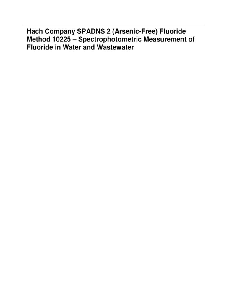 Hach Method 10225 Spadns II PDF Fluoride Accuracy And Precision