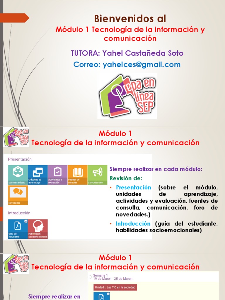 Bienvenidos Al Módulo 1/Prepa en Linea SEP