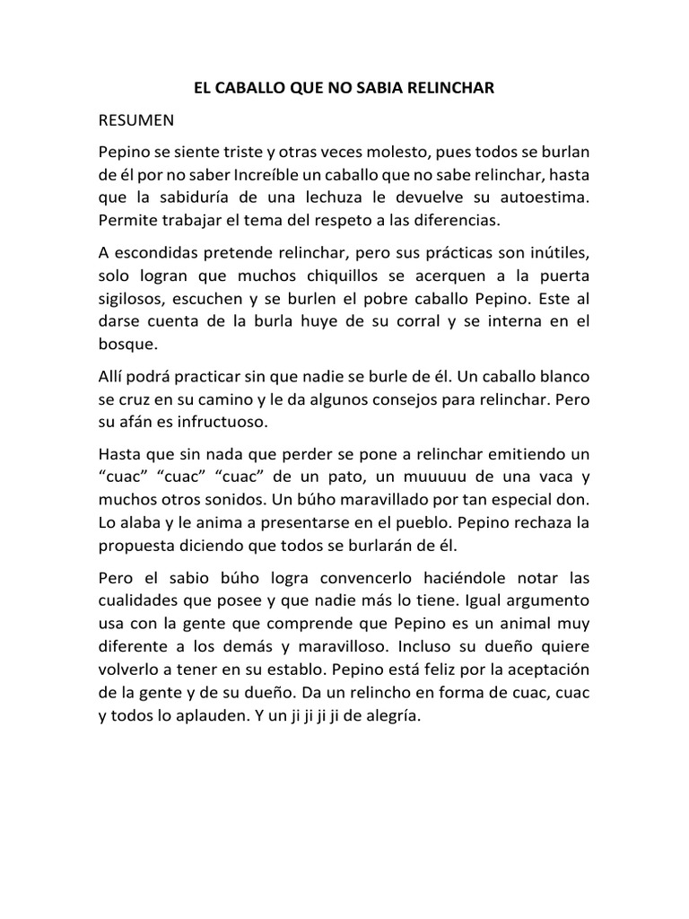 El caballo que no sabía relinchar | PDF