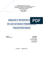 Análisis e Interpretación de Los Estados Financieros Presupuestados.