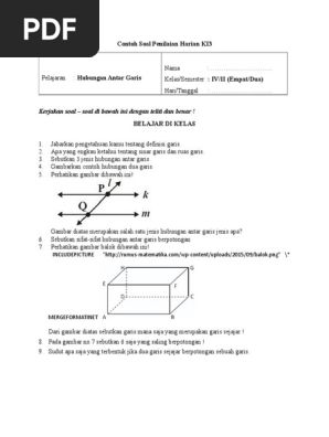 Soal Kurtilas Matematika Kelas 4 Semester 2 Materi Garis