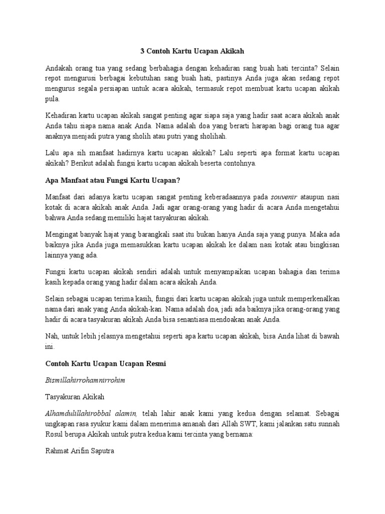 Kartu Ucapan Aqiqah  Kata Kata Mutiara