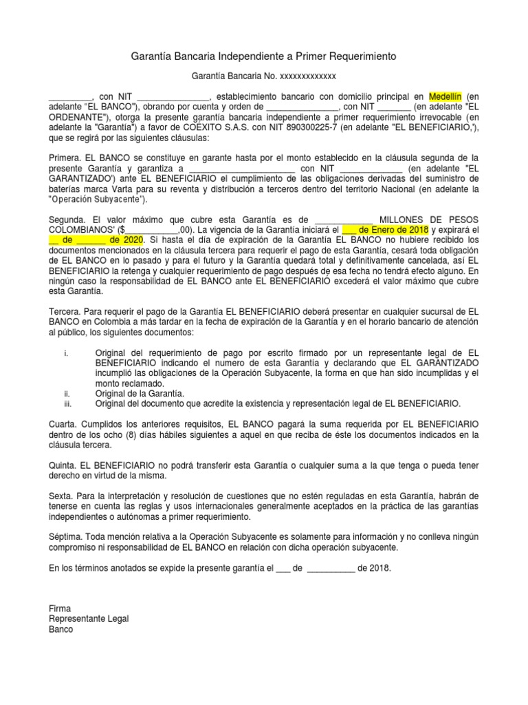 Modelo  Garantia Bancaria  Varta  PDF  Gobierno  Justicia