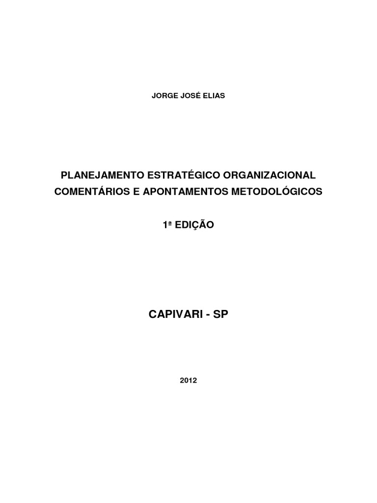 Planejamento Estratégico: Metodologia e História | PDF | Planejamento ...
