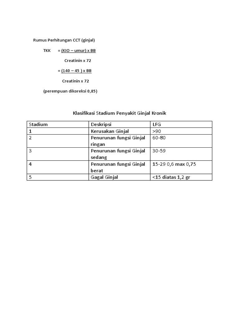 Rumus CCT dan Klasifikasi CKD | PDF
