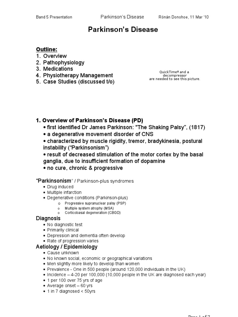 Parkinsons Presentation | PDF | Parkinson's Disease | Dopamine