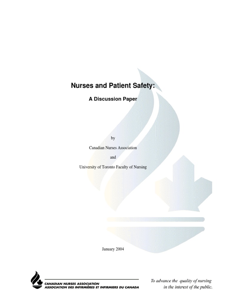 Patient Safety Discussion Paper e PDF PDF Patient Safety Nursing