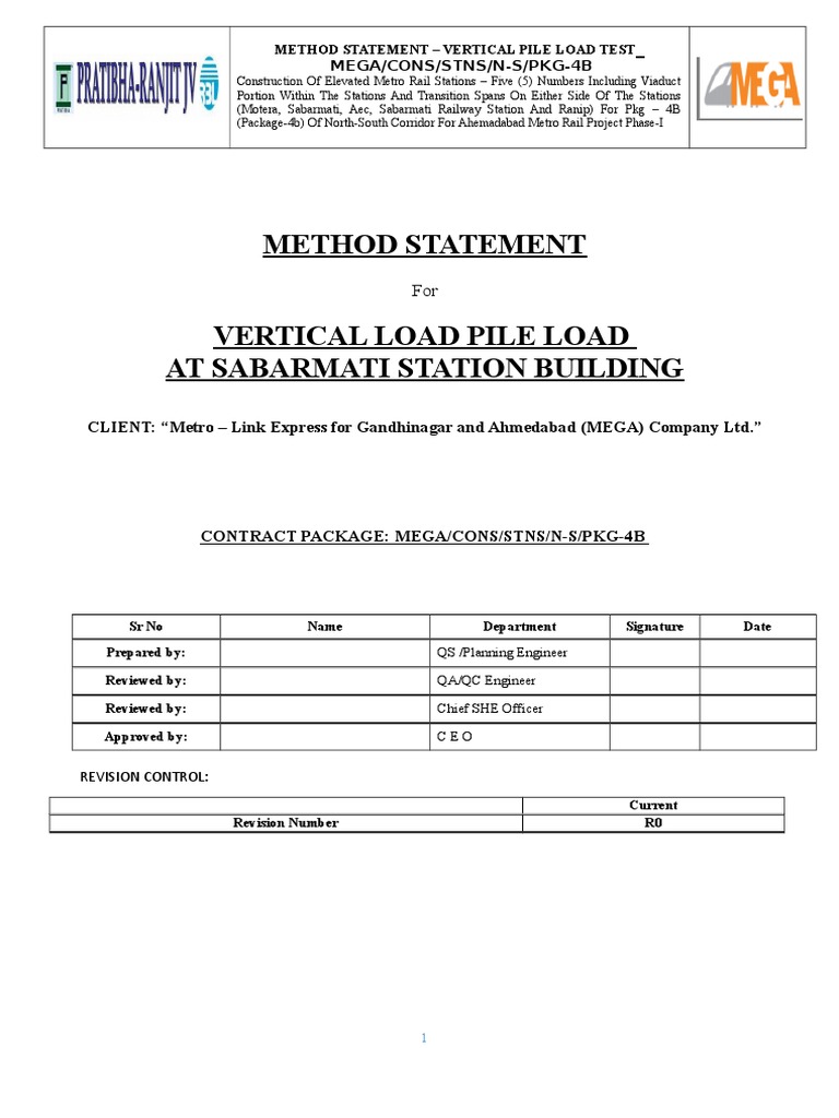 Vertical Pile Load Test Method Statement | PDF | Deep Foundation ...