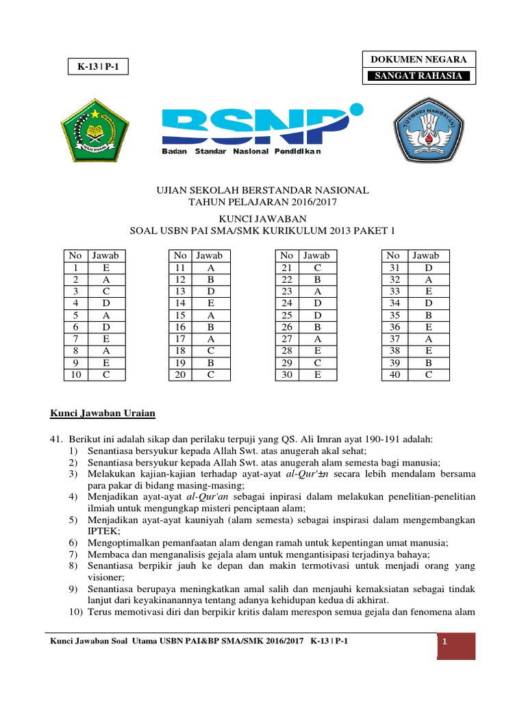 Kunci Jawaban Soal Usbn 2017 Bagus Sketsa