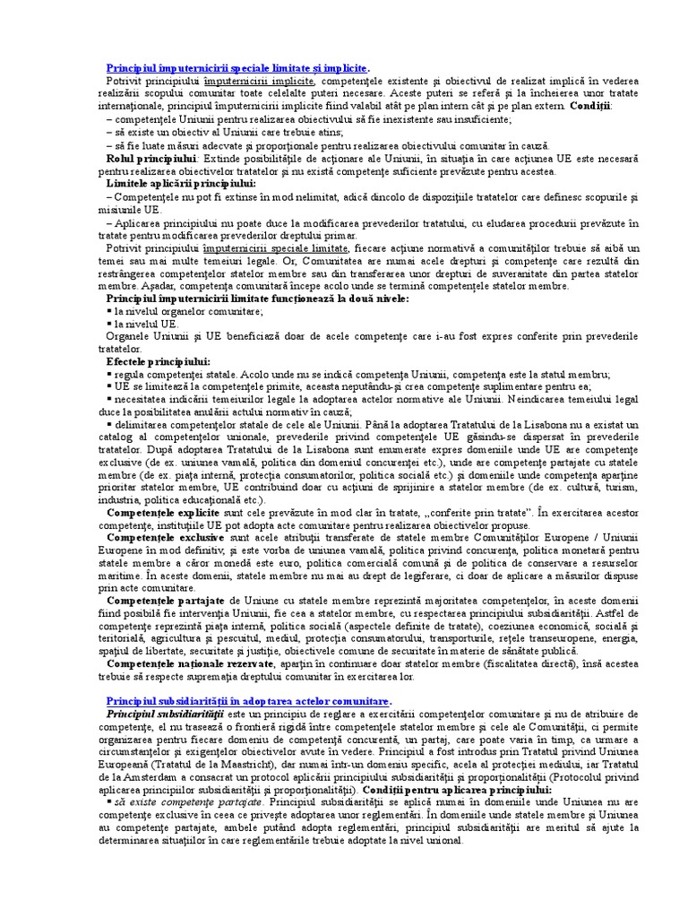 Principiul Împuternicirii Speciale Limitate Și Implicite | PDF