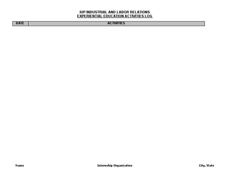 Internship Log (Excel) | PDF