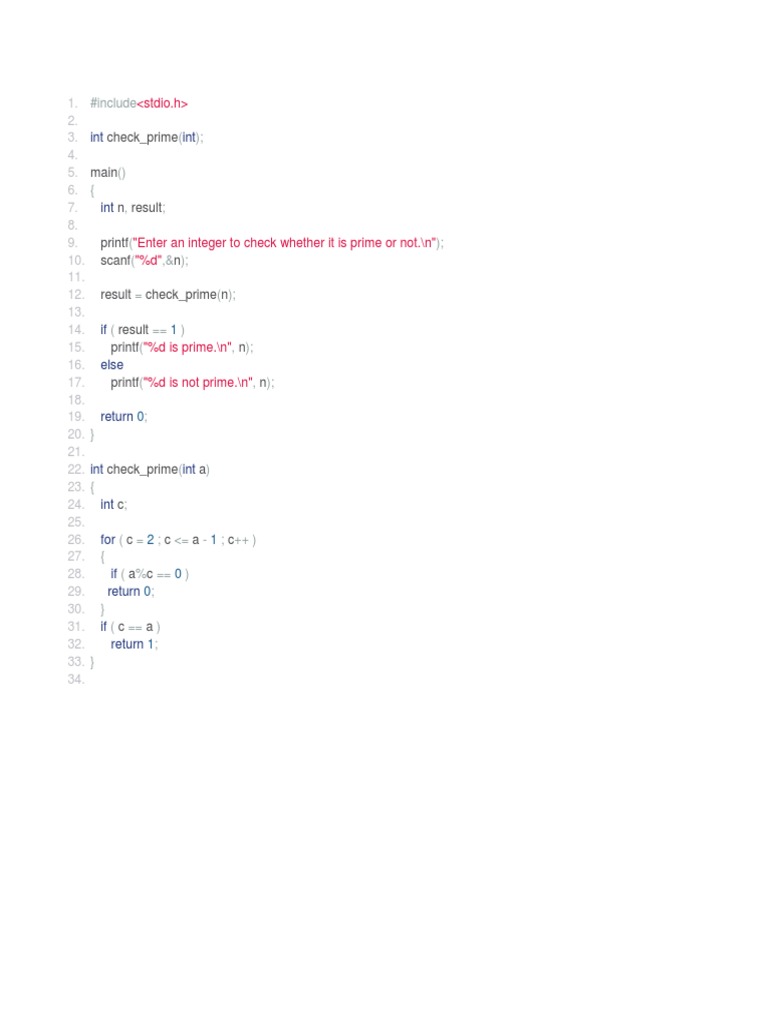 Prime Number Checker in C | PDF