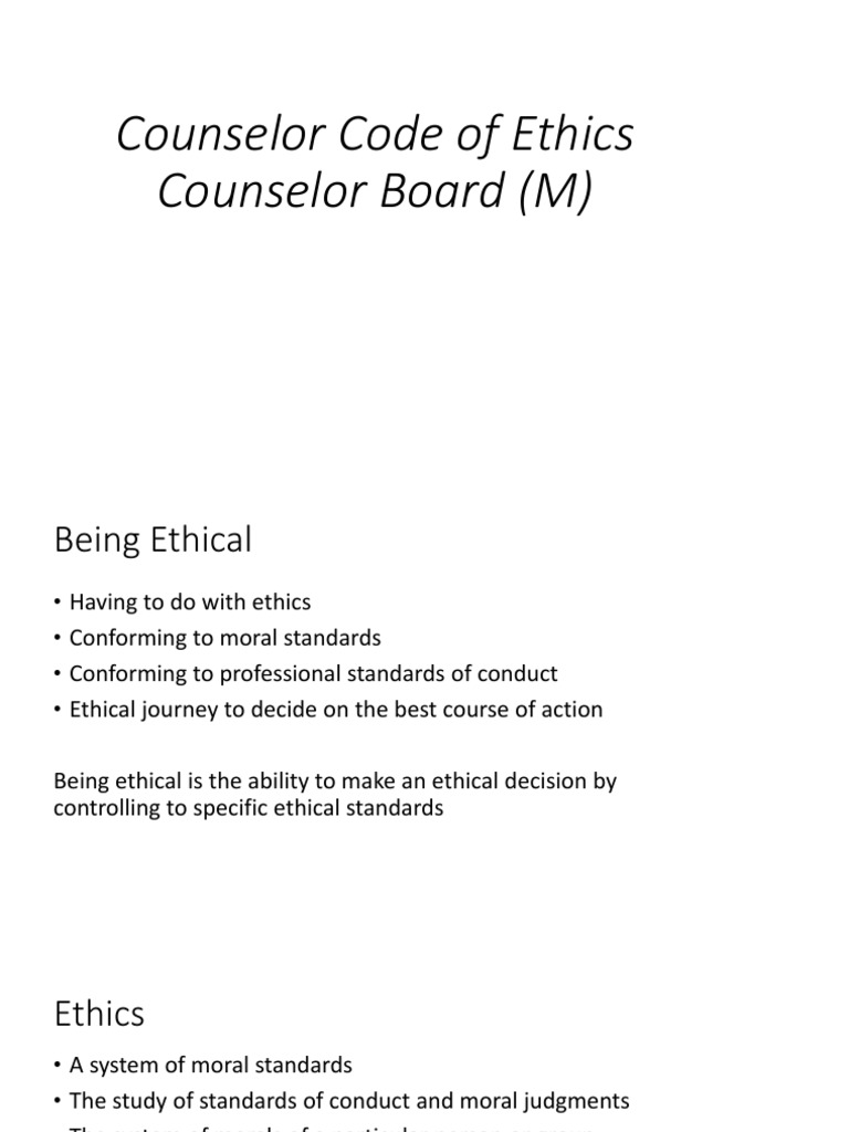 Counselling Code of Ethics Presenting in New Era | PDF | School ...