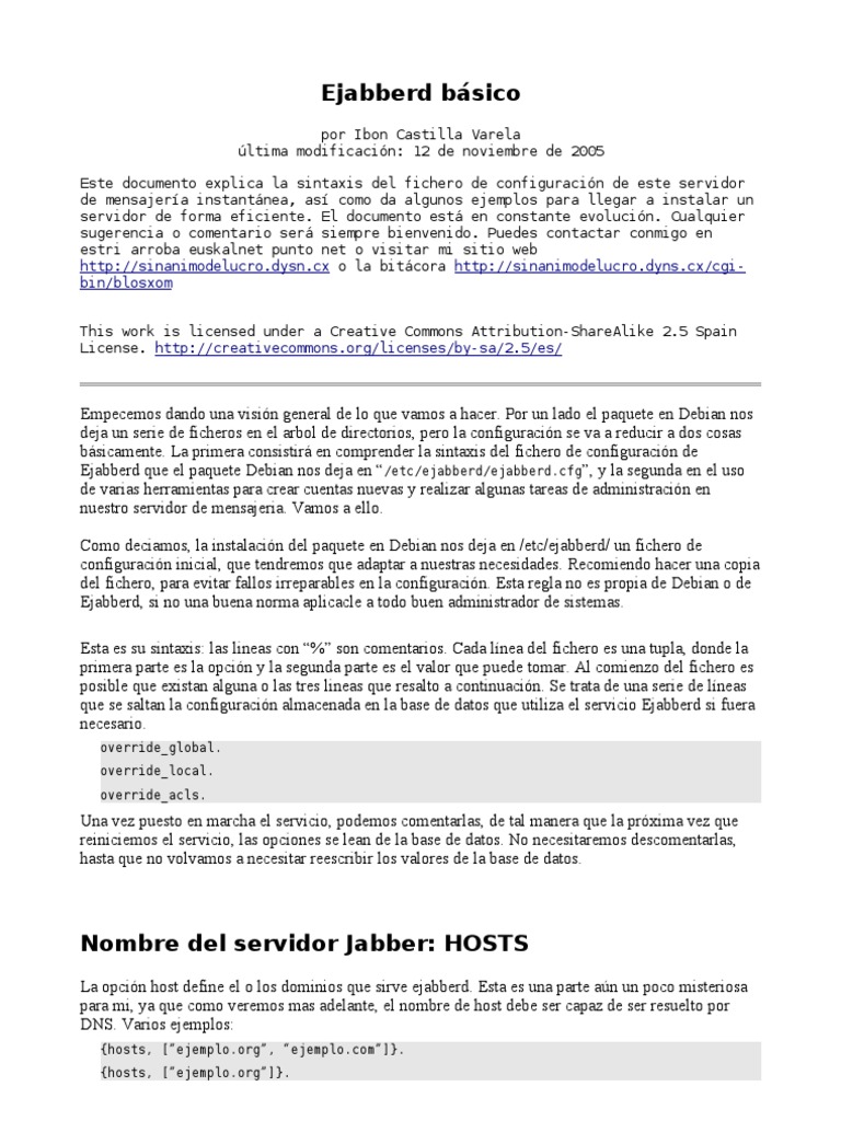 Ejabberd Basico | PDF | Transport Layer Security | Archivo de computadora