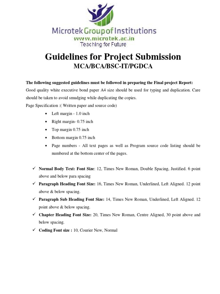 Project Report Submission Guidelines | PDF | Times New Roman | Typefaces