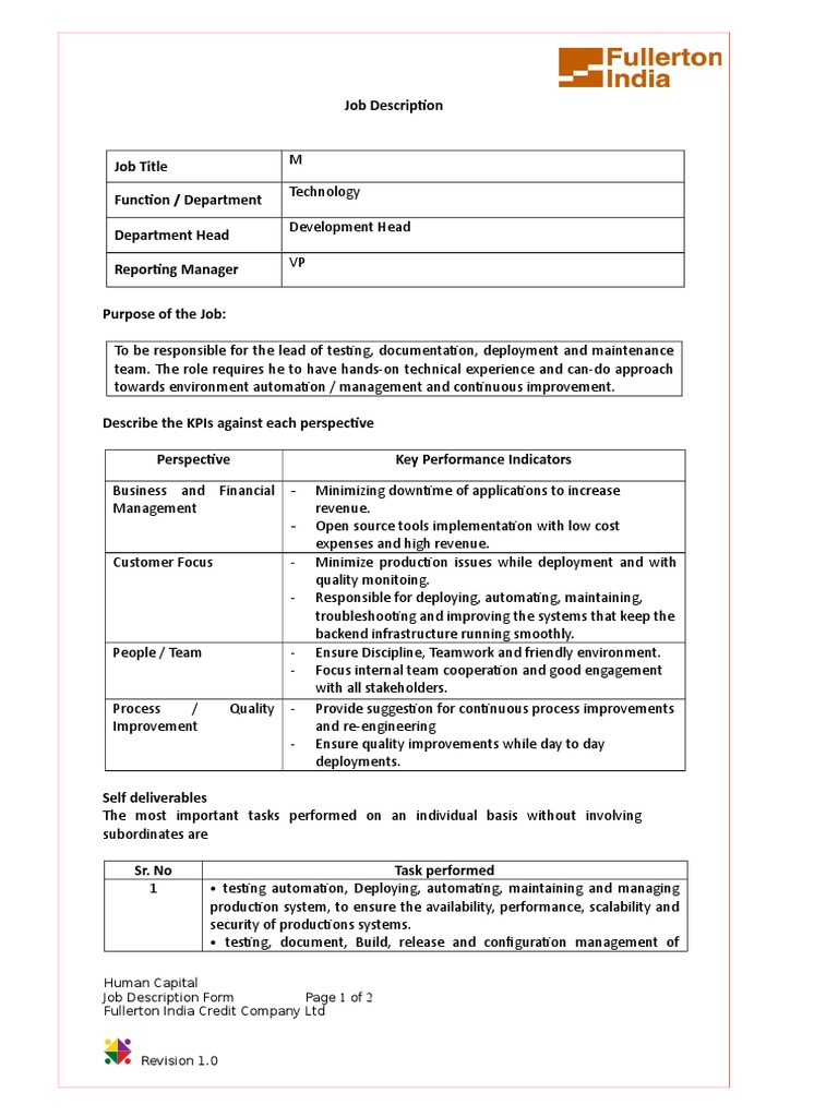 JD Technology Development DevOpsTest Lead | PDF | Automation | Computing