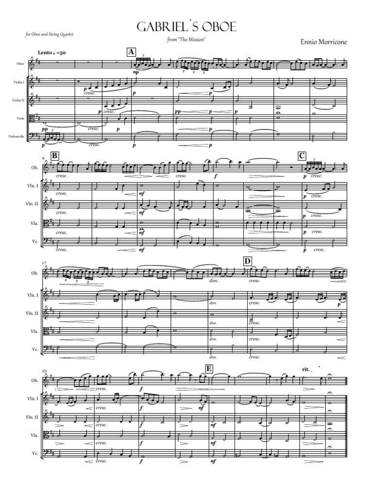 Gabriel´s Oboe Score and parts