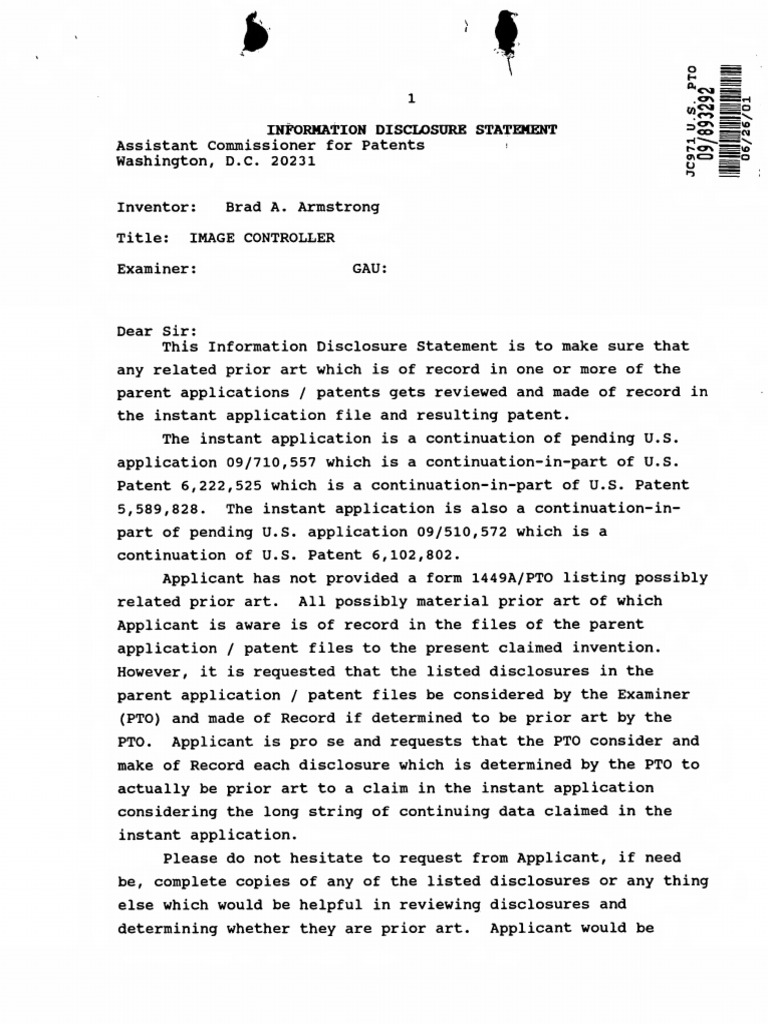Disclosure Statement Assistant: For D.C. U | PDF | Patent Application ...